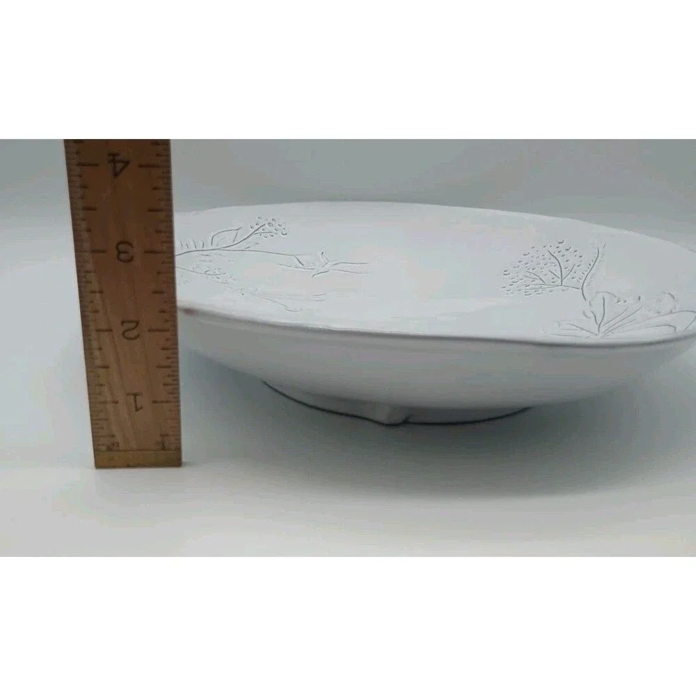 Sur La Table Platter Oval Embossed Pumpkin White Pine Branch Cone